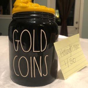 Rae Dunn Gold Coin Canister
